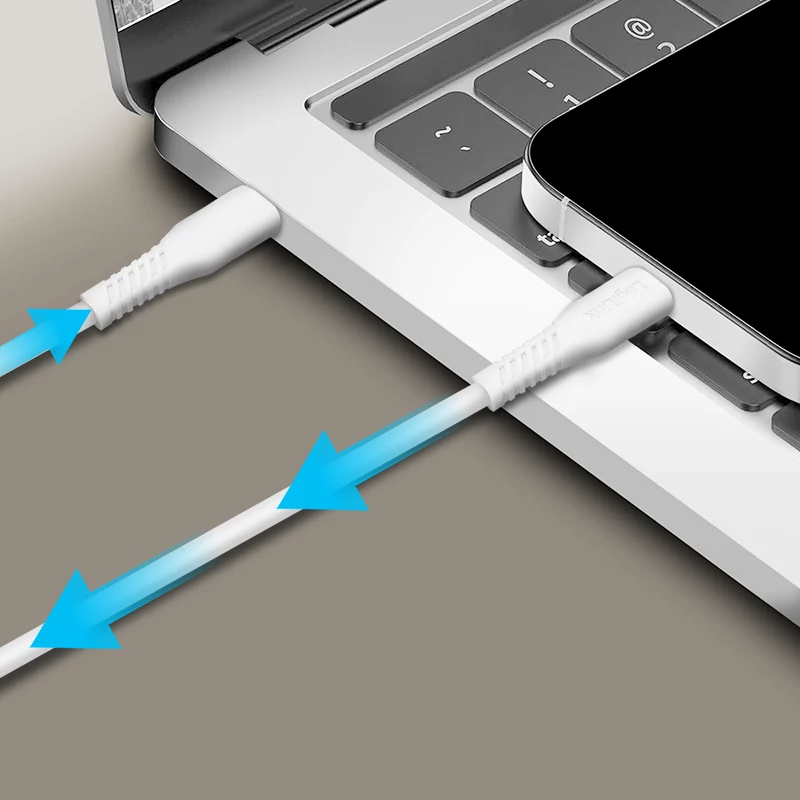 LogiLink CU0261 USB 2.0-kabel USB-C naar USB-C, 480 Mbps, 60 W, wit, 0,5 m
