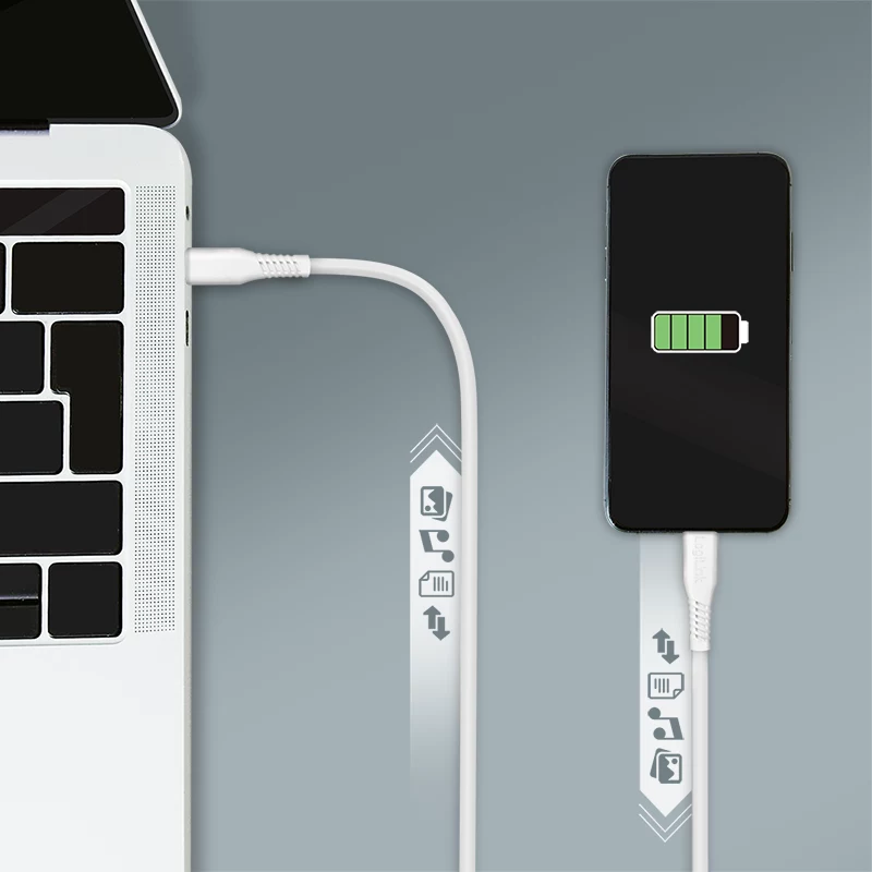 LogiLink CU0263 USB 2.0-kabel USB-C naar USB-C, 480 Mbps, 60 W, wit, 1,5 m