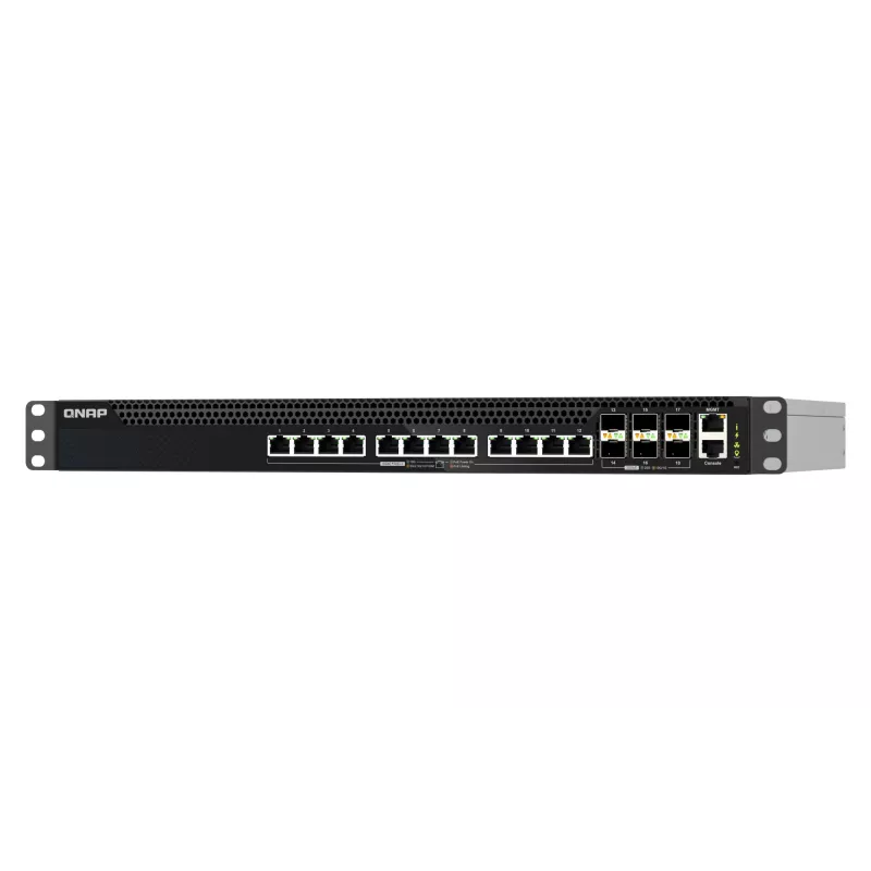 QNAP QSW-M5218P-6F12T beheerde L3 PoE-netwerkswitch, 12 x 10G Ethernet RJ-45, rack 1U