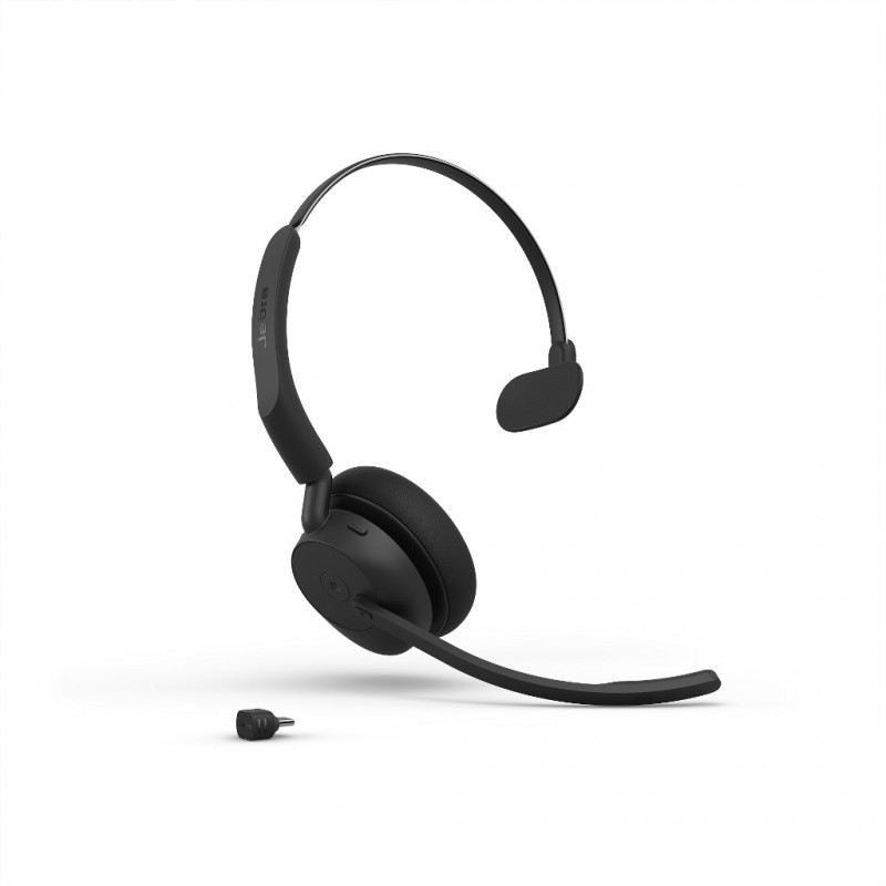 Jabra Evolve3 45 MS Mono headset met Link 390c, on-ear, Bluetooth, zwart