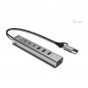 i-tec CAHUBMETAL6LANPD USB-C/USB-A metalen hub, 6 poorten, Gigabit LAN, Power Delivery 85 W, zilver
