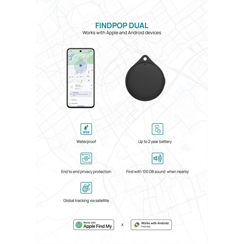 XD Design Connects Findpop Dual tracker, Apple en Android Find, IPX5, P301.1701