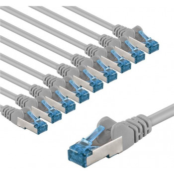 Goobay 67527 patchkabel Cat 6a S/FTP (PiMF), 3 m, grijs, koperen geleiders CU (10 st.)