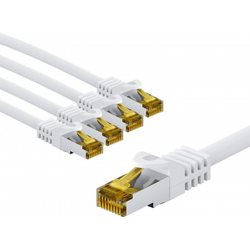 Goobay 69425 RJ45-patchkabel CAT 6A S/FTP (PiMF), 500 MHz, met CAT 7-kabel, 3 m, wit (5 st.)