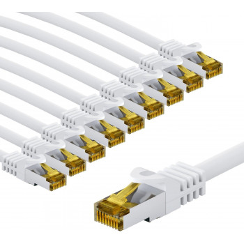 Goobay 69449 RJ45-patchkabel CAT 6A S/FTP (PiMF), 500 MHz, met CAT 7-kabel, 2 m, wit (10 st.)