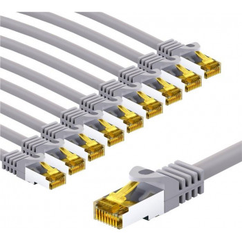 Goobay 69515 RJ45-patchkabel CAT 6A S/FTP (PiMF) met CAT 7-kabel, 1 m, grijs (10 st.)