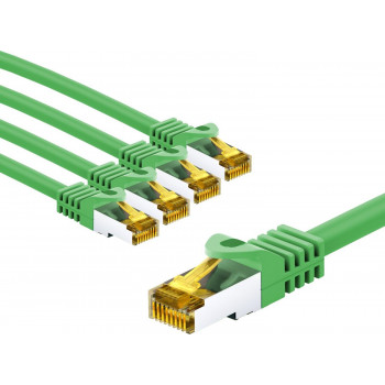 Goobay 69754 RJ45-patchkabel CAT 6A S/FTP (PiMF), 500 MHz, met CAT 7-kabel, 3 m, groen (5 stuks)