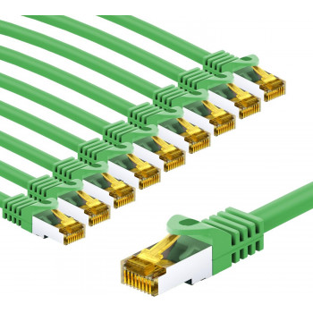 Goobay 69759 RJ45-patchkabel CAT 6A S/FTP (PiMF), 500 MHz, met CAT 7-kabel, 5 m, groen (10 stuks)