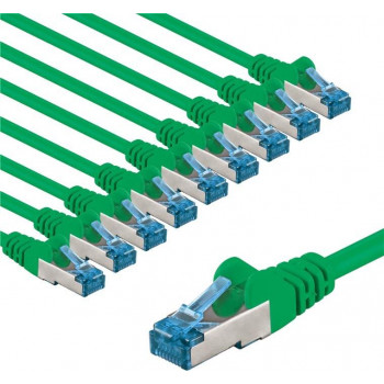 Goobay CAT 6A patchkabel, S/FTP (PiMF), 1 m, groen, koperen geleider (CU), 10 stuks