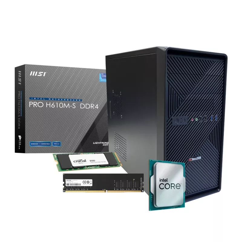 PCBUiLDER HOME MASTER desktopcomputer, Intel Core i3-14100, 8 GB DDR4, 480 GB M.2 NVMe-SSD, Windows 11 Home