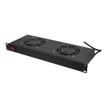 LogiLink FAU102B 19″-ventilatorunit, 2 ventilatoren, met schakelaar, 1U, zwart