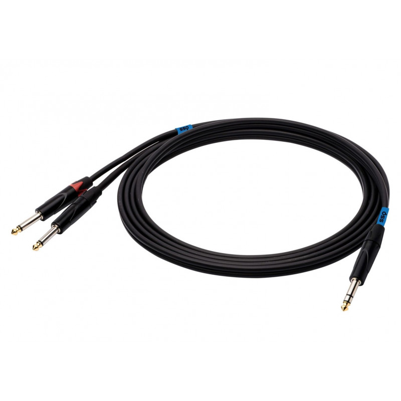 SSQ JSJM1 SS-1452 audiokabel, stereo-jack – 2x mono-jack, 1 m, zwart