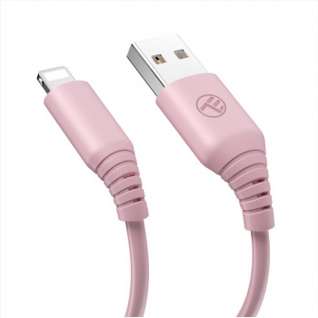 Tellur siliconen USB-naar-Lightning-kabel, 3 A, 1 m, roze