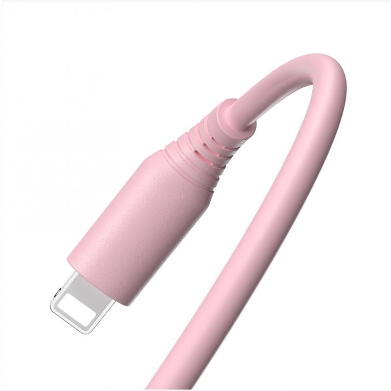 Tellur siliconen USB-naar-Lightning-kabel, 3 A, 1 m, roze
