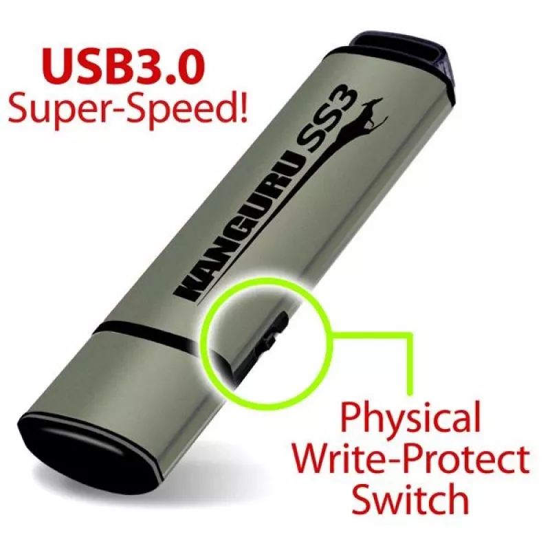 Kanguru SS3 KF3WP-128G USB 3.0-stick, 128 GB, met fysieke schrijfbeveiliging