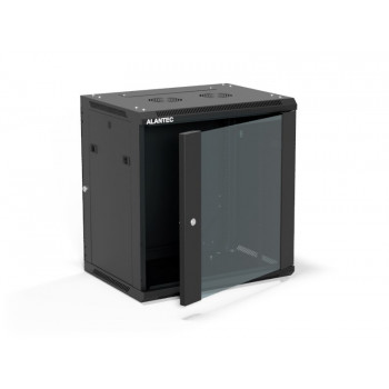 Alantec SW-12U-600-450-01-CA 19-inch wandkast, 12U, 600x450, glazen deur, zwart