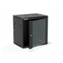 Alantec SW-12U-600-450-01-CA 19-inch wandkast, 12U, 600x450, glazen deur, zwart
