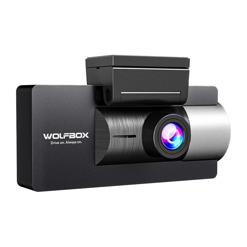 WOLFBOX i17 dashcam, 4K voor + 2,5K achter + 1080p binnencamera, Wi-Fi, 64 GB