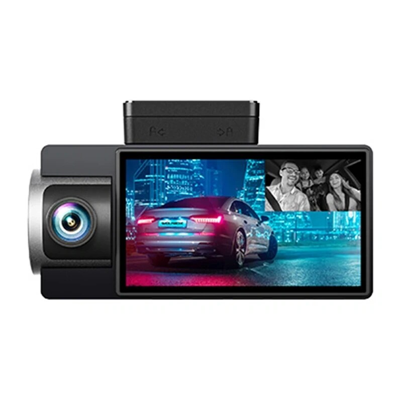 WOLFBOX i17 dashcam, 4K voor + 2,5K achter + 1080p binnencamera, Wi-Fi, 64 GB