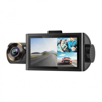 WOLFBOX i07 dashcam, 2,5K voor + 1080p achter- en binnencamera, Wi-Fi