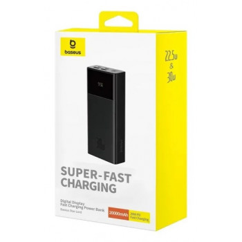 Baseus Star-Lord powerbank, 20000 mAh, 30 W, met display en kabel, zwart