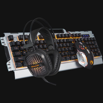 Marvo CM303 CZ set met toetsenbord, headset en muis, zilver