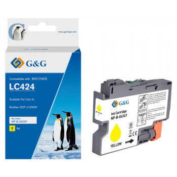 G&G inktcartridge voor Brother 424 LC-424Y, geel, compatibel