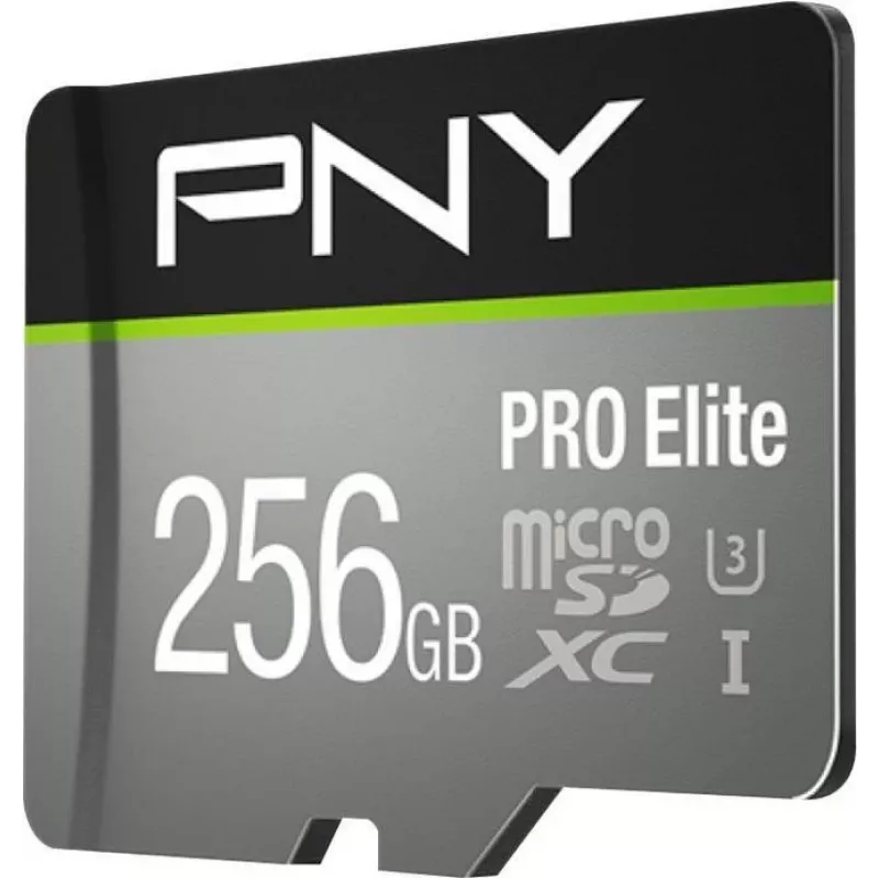 PNY PRO Elite P-SDU256V31100PRO-GE microSDXC-geheugenkaart, 256 GB, UHS-I U3, A1, V30, met SD-adapter