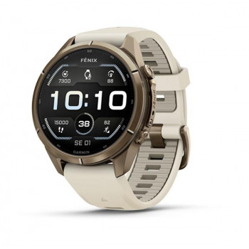 Garmin Fenix 9 Pro 010-04335-26 smartwatch, 43 mm, Autumn Gold titanium, crème/Frans grijze siliconen band