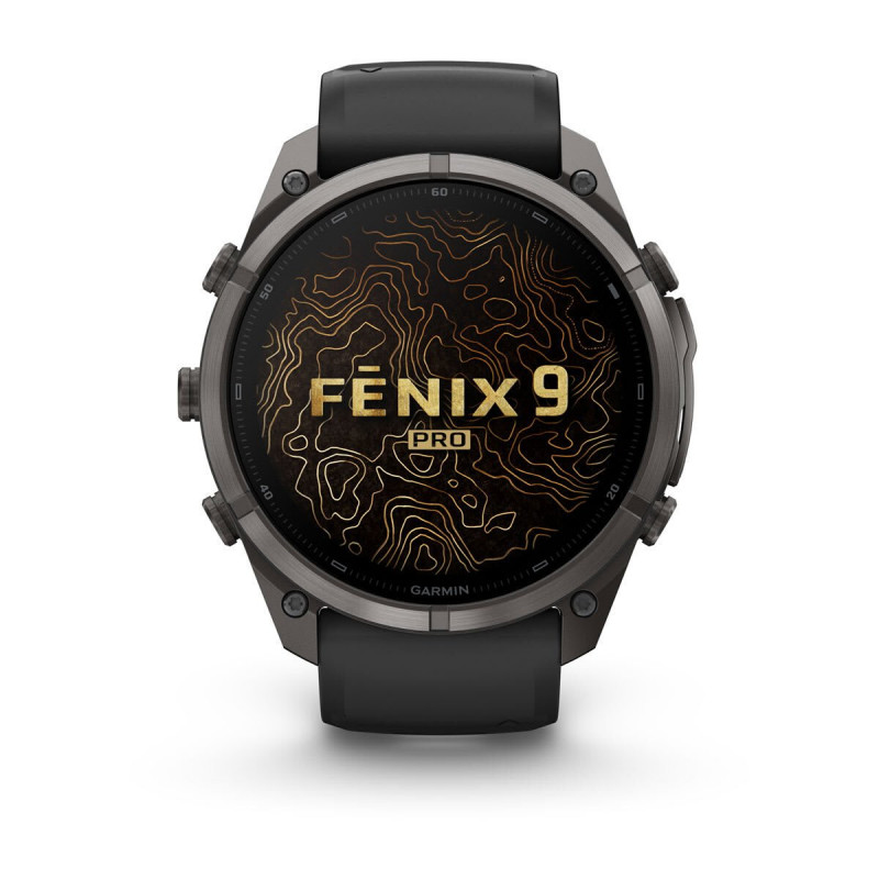 Garmin Fenix 9 Pro 010-04337-16 smartwatch, 51 mm, Carbon Gray DLC titanium, zwart/Pebble Grey siliconen band
