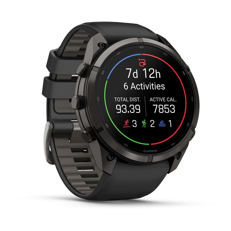 Garmin Fenix 9 Pro 010-04337-16 smartwatch, 51 mm, Carbon Gray DLC titanium, zwart/Pebble Grey siliconen band