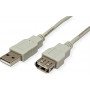 Secomp STANDARD USB 2.0-verlengkabel, type A-A, male/female, beige, 3 m