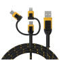 Dewalt DXMA131-1356-DWG USB-kabel USB-A naar USB-C + microUSB + Lightning, 1,8 m, zwart