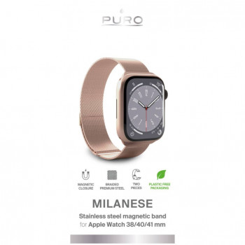 Puro Milanese PUMILAW40ROSE roestvrijstalen bandje voor Apple Watch 38/40/41 mm, roze