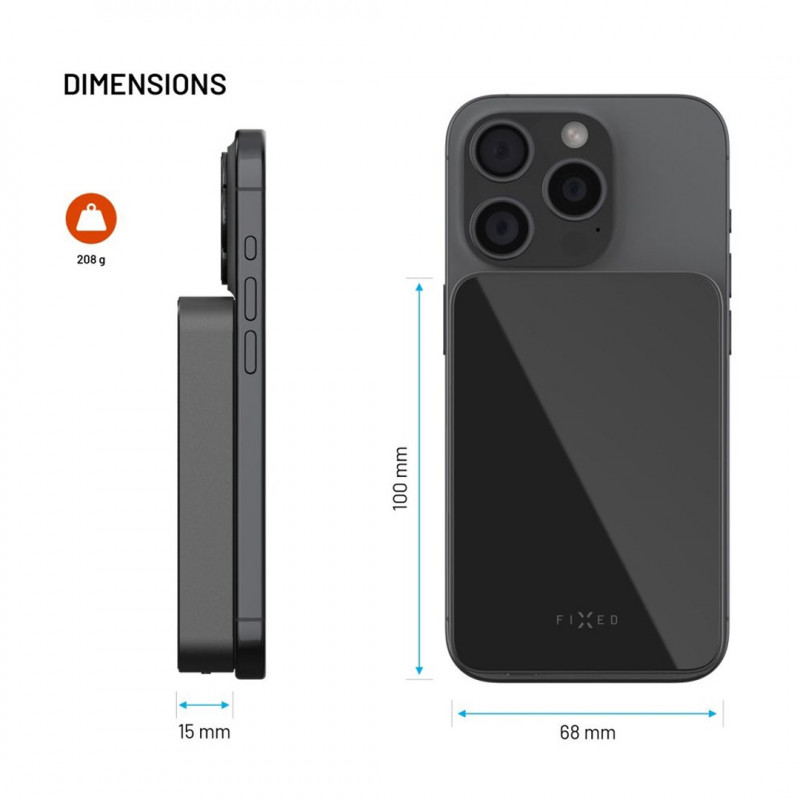 Fixed MagZen 10 Crystal externe accu, Qi2, 10000 mAh, zwart