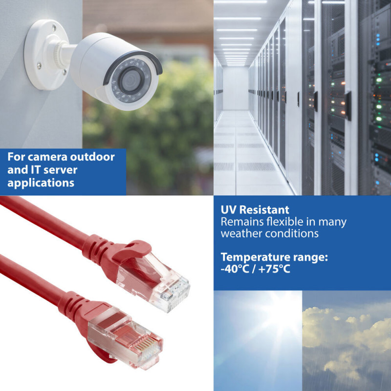 ACT FC1552 U/UTP CAT6A ultraflexibele patchkabel, 0,25 m, TPE, snagless RJ45, rood