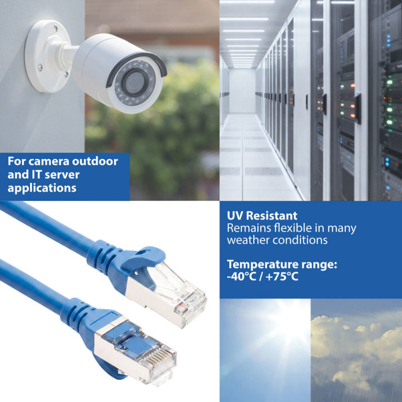 ACT FC2610 S/FTP CAT6A patchkabel, 10 m, TPE, ultraflexibel, met beschermkap tegen haken, blauw