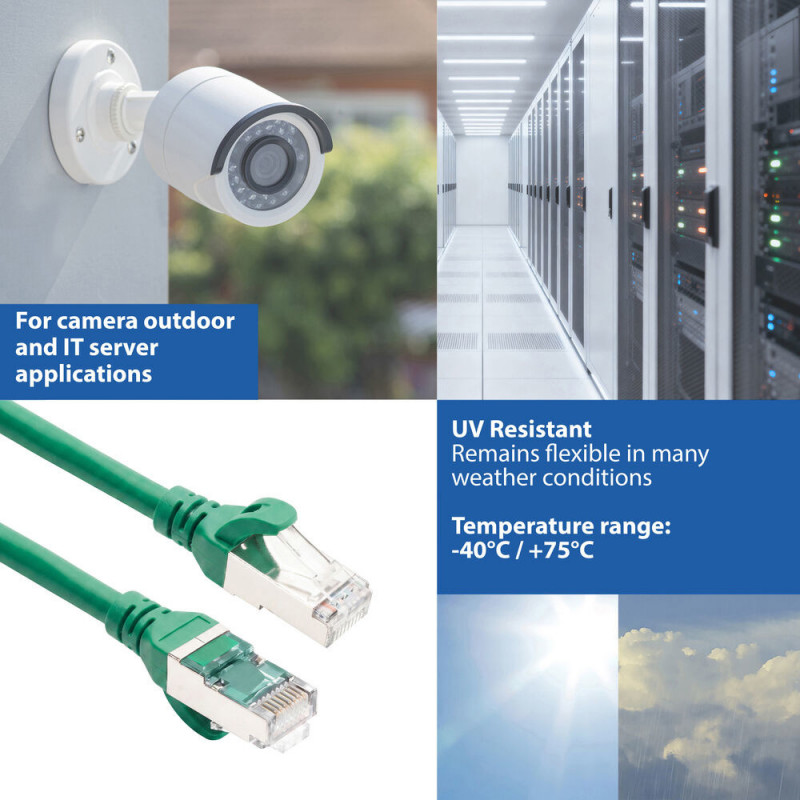 ACT FC2701 S/FTP CAT6A patchkabel, 1 m, TPE, ultraflexibel, met beschermkap tegen haken, groen