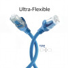 ACT FC1600 ultraflexibele CAT6A U/UTP patchkabel met RJ45-connectoren, 0,5 m, TPE, met antihaakbescherming, blauw