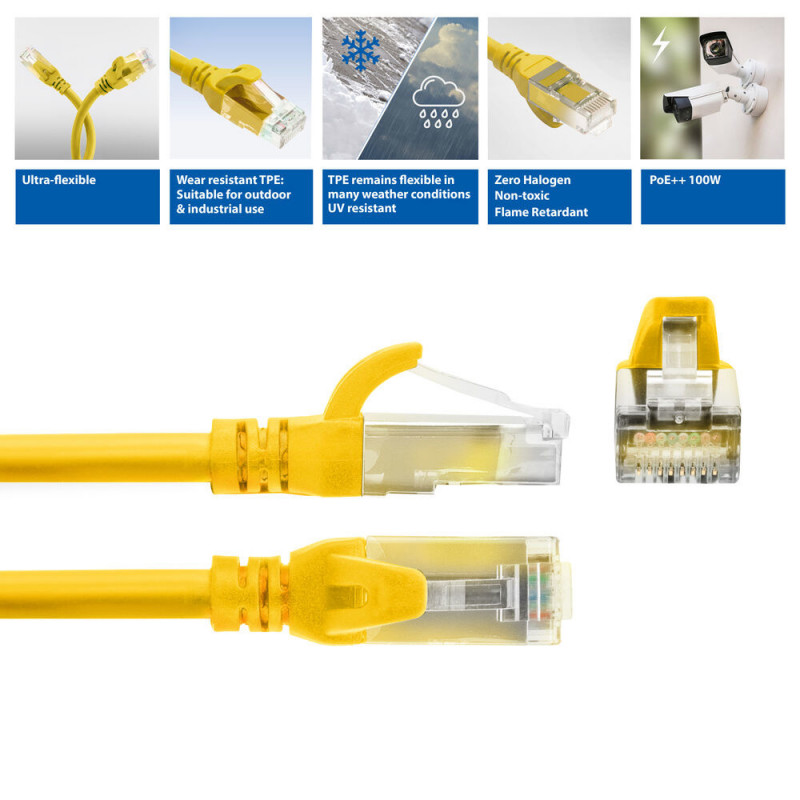 ACT FC1801 U/UTP CAT6A TPE ultraflexibele patchkabel met RJ45-connectoren, 1 m, geel