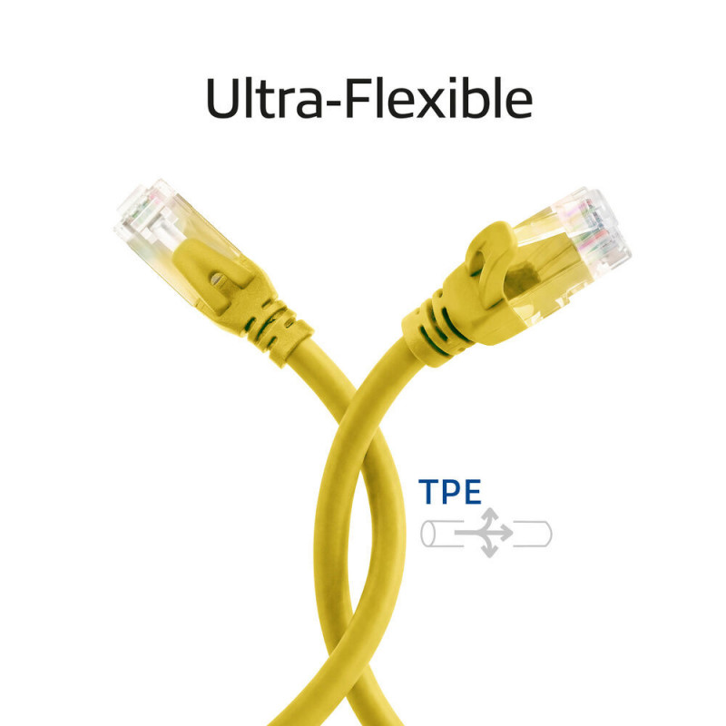 ACT FC1807 U/UTP CAT6A TPE ultraflexibele patchkabel met RJ45-connectoren, 7 m, geel