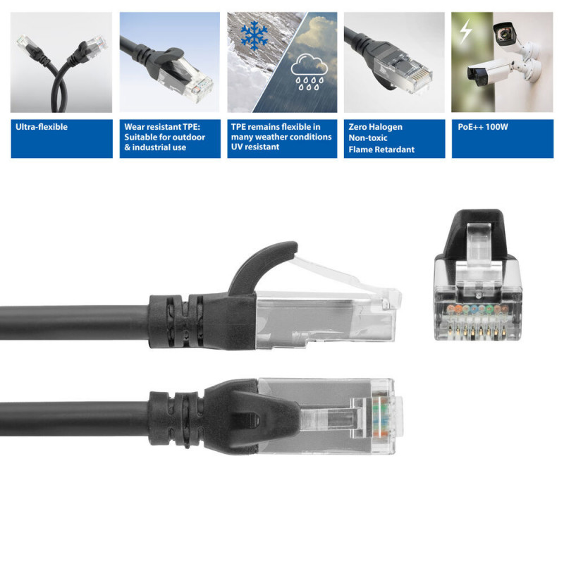 ACT FC1903 U/UTP CAT6A TPE ultraflexibele patchkabel met RJ45-connectoren, 3 m, zwart