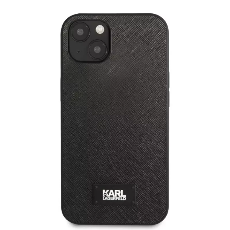 Karl Lagerfeld KLHCP13MSFMP2K hardcase voor iPhone 13 / 14 / 15, Saffiano Plaque, zwart