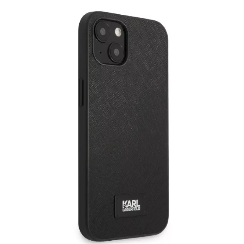 Karl Lagerfeld KLHCP13MSFMP2K hardcase voor iPhone 13 / 14 / 15, Saffiano Plaque, zwart