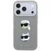 Karl Lagerfeld Saffiano hoesje met Karl & Choupette Heads Pins & Logo voor iPhone 18 Pro Max / 17 Pro Max, grijs