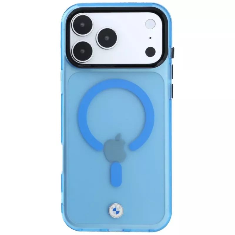 BMW BMW001318 Sign Frosted IML & Metal Logo MagSafe-hoesje voor iPhone 18 Pro Max / 17 Pro Max, blauw