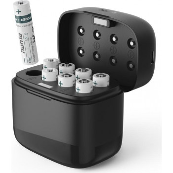 Hama 00223559 batterijlader met 8 AAA Li-Ion-accu's, 780 mAh, laden per slot, USB-C