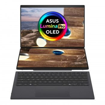 Asus Zenbook Duo UX8407AA-SN094X 14-inch laptop, OLED-touchscreen, Intel Core Ultra 9 378H, 32 GB LPDDR5X, 2000 GB SSD, Windows 11 Home, Moher Gray