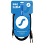 SSQ MIJM3 SS-1815 audiokabel, 3,5 mm stereo-jack – 2x 6,3 mm mono-jack, 3 m, zwart