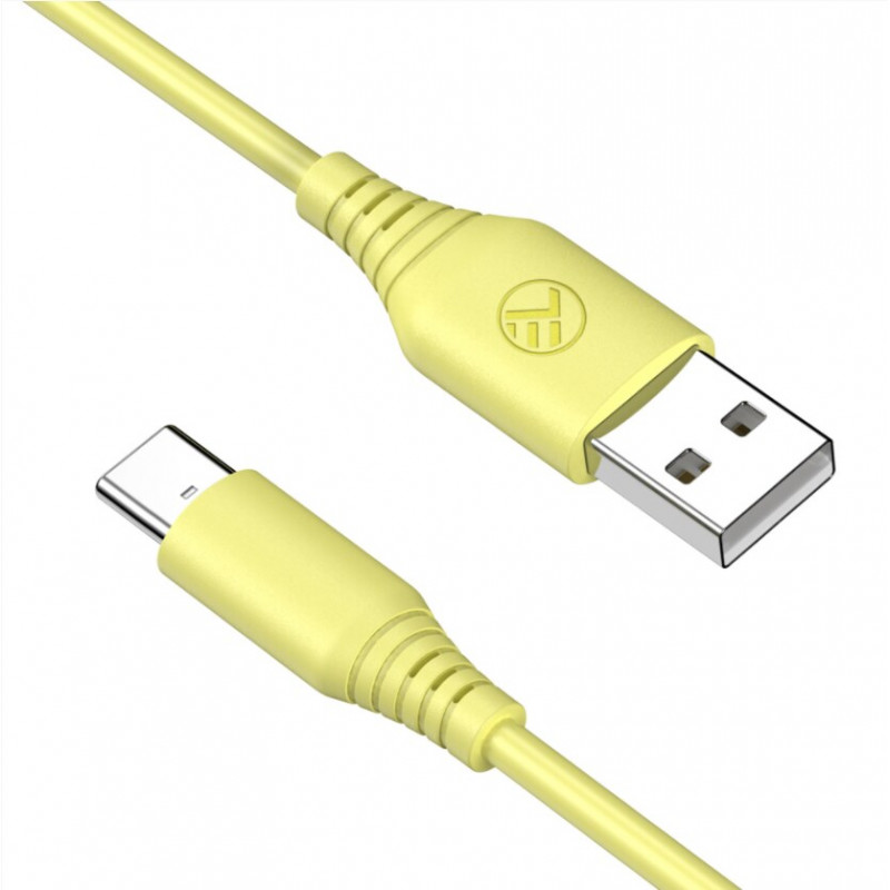 Tellur TLL155400 siliconen USB-naar-Type-C-kabel, 3A, 1 m, geel
